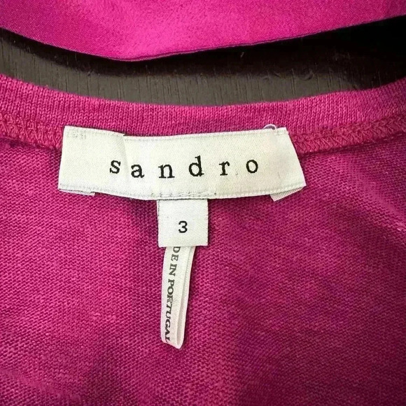 Sandro Women's XL Linen Silk Scoop Neck Tank Top Camisole Fuchsia Barbiecore - Picture 6 of 10